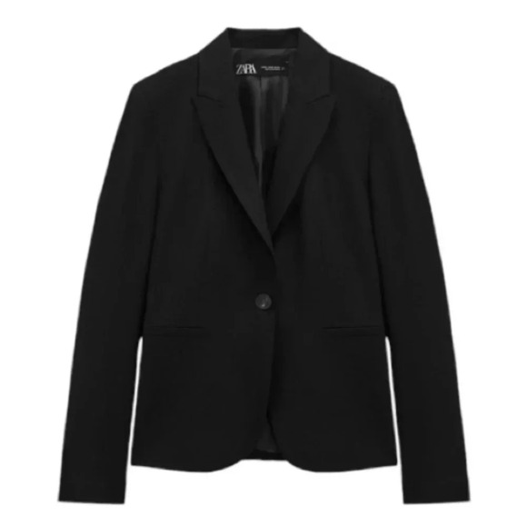 ZARA | Black Basic Classic Fit Career Single Breast Blazer Size 6 - Picture 1 of 12